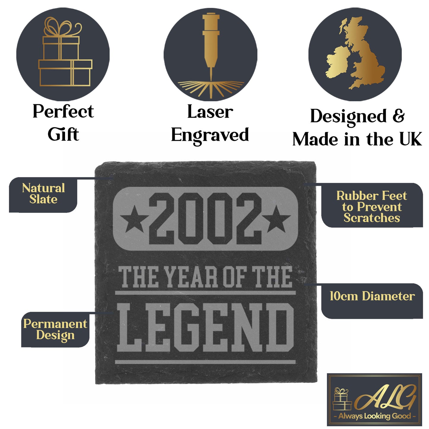 ANY Birthday Year Of The Legend Engraved Personalised Birthday Wine Glass & Coaster - Always Looking Good - - Square Coaster Only