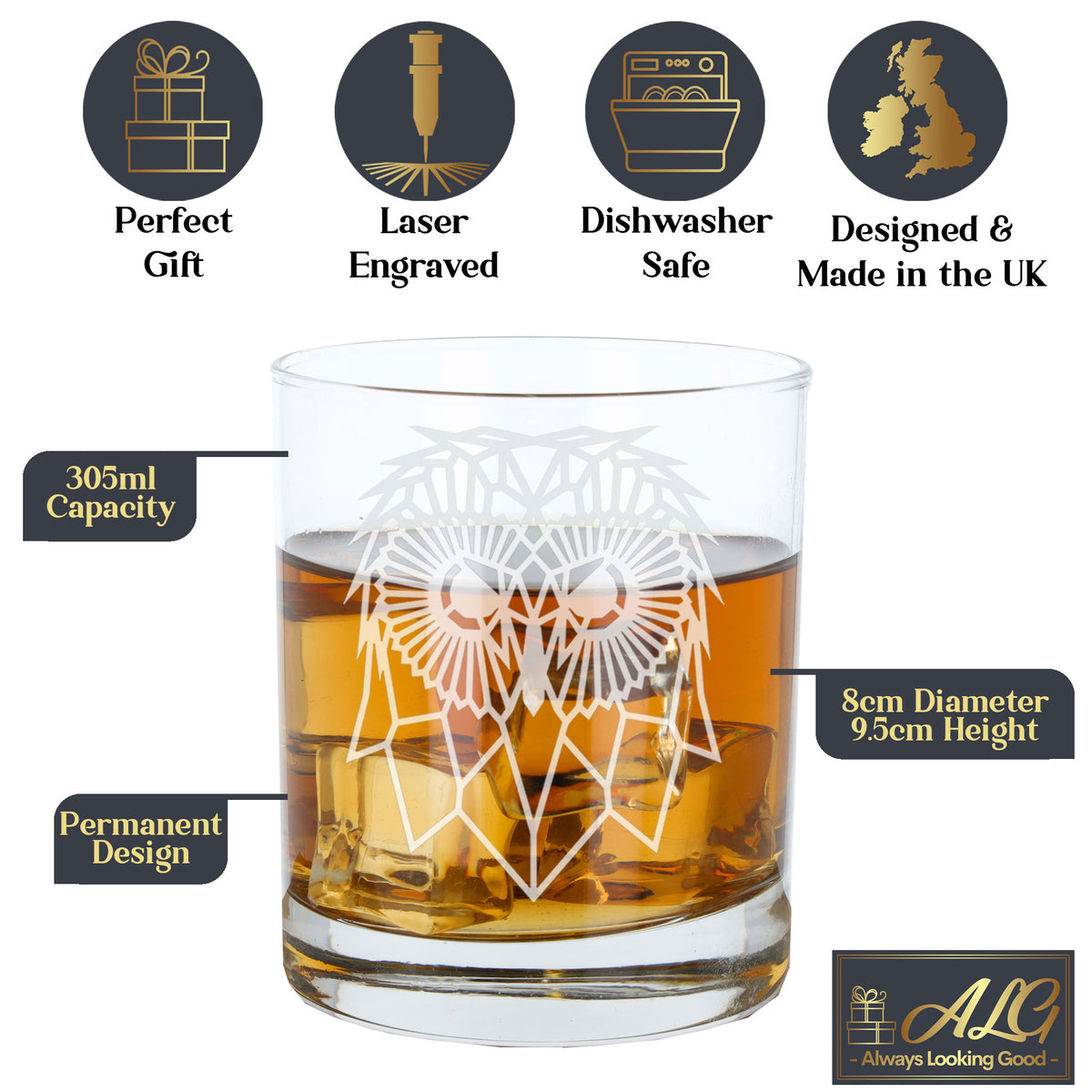 Cute Owl Engraved Whisky Glass - Always Looking Good -