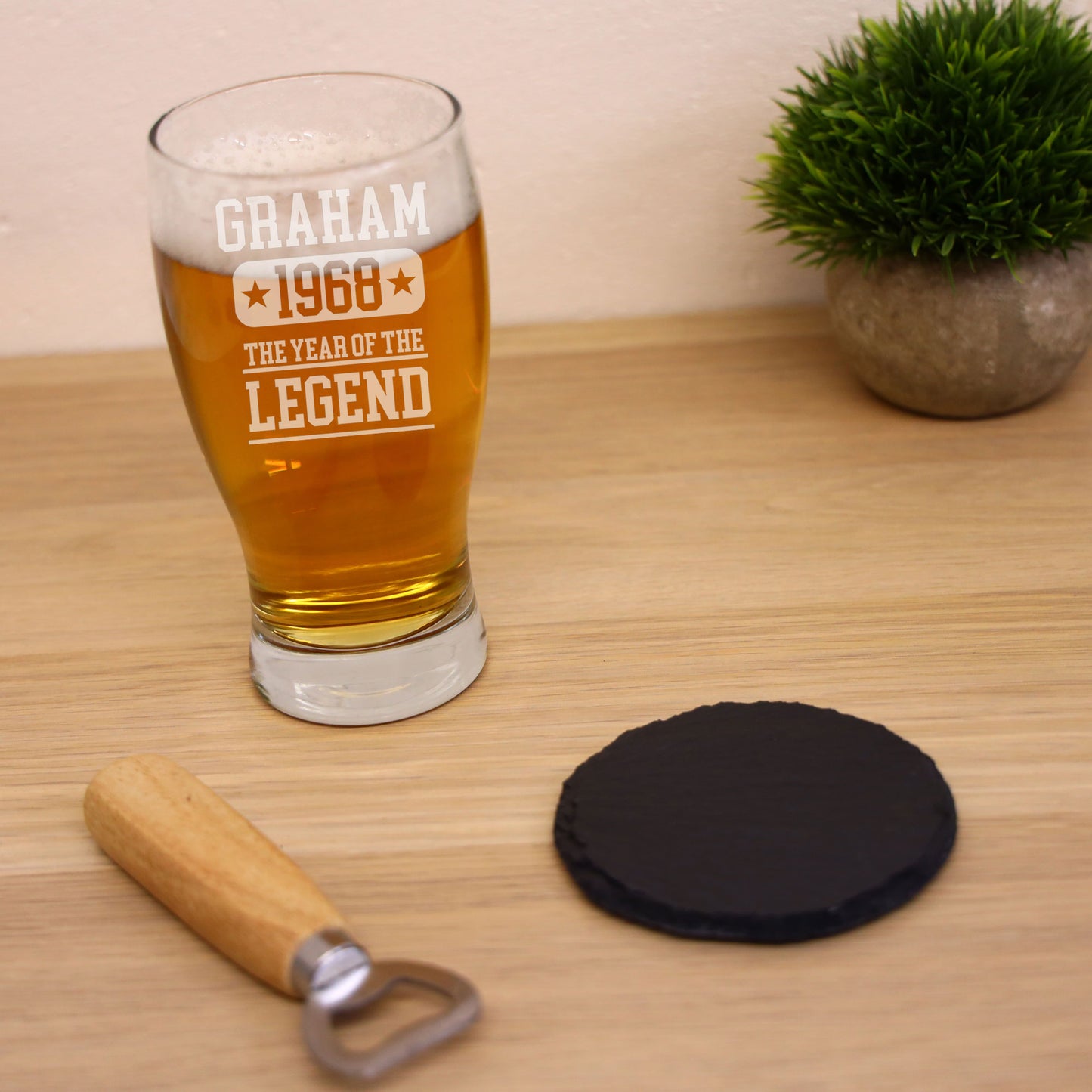 ANY Year Of The Legend Personalised Birthday Pint Glass &/or Coaster Set - Always Looking Good -