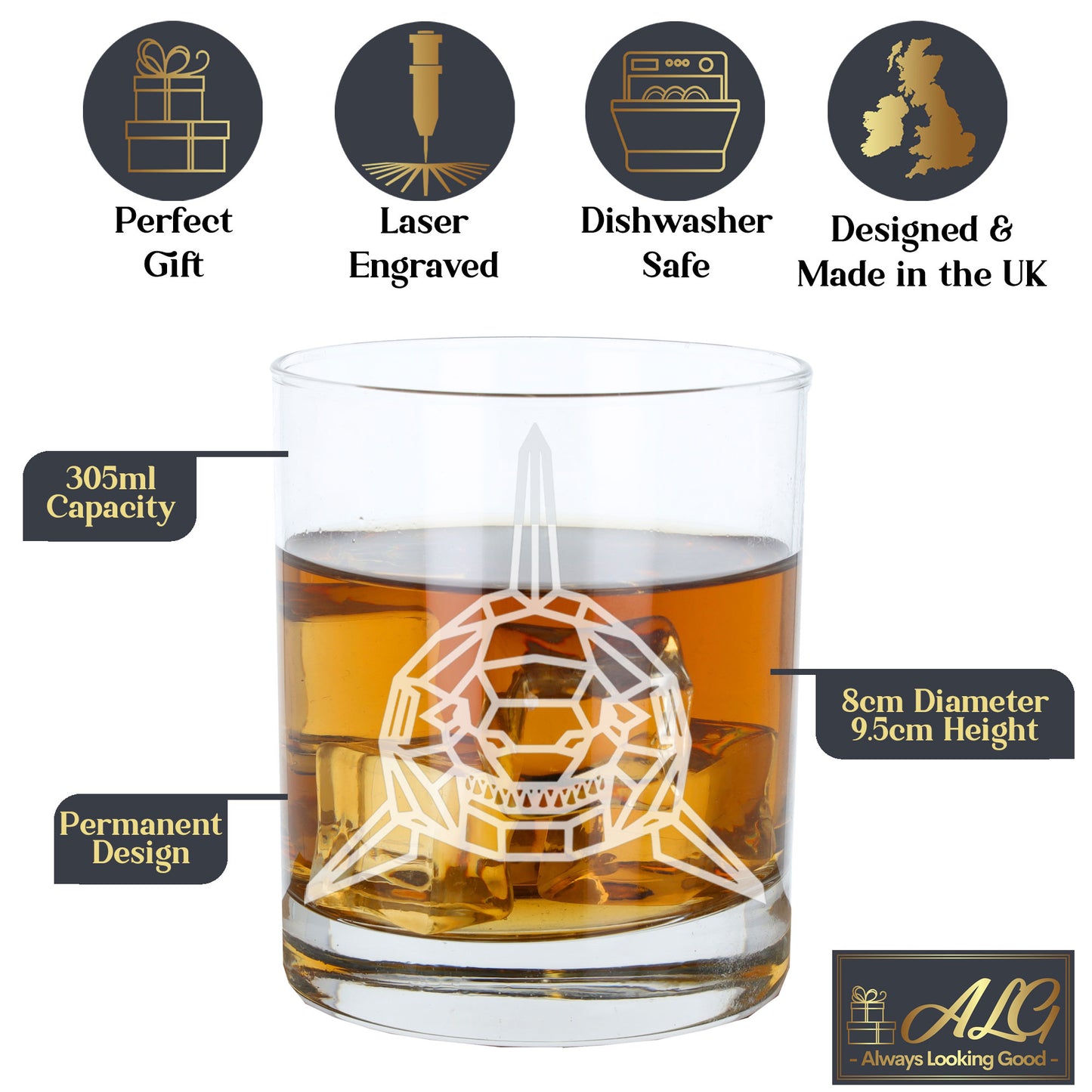 Shark Engraved Whisky Glass - Always Looking Good -