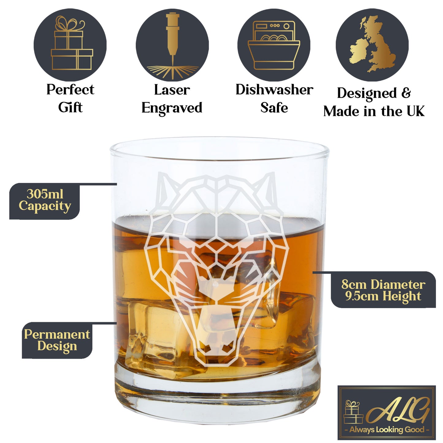 Panther Engraved Whisky Glass - Always Looking Good -