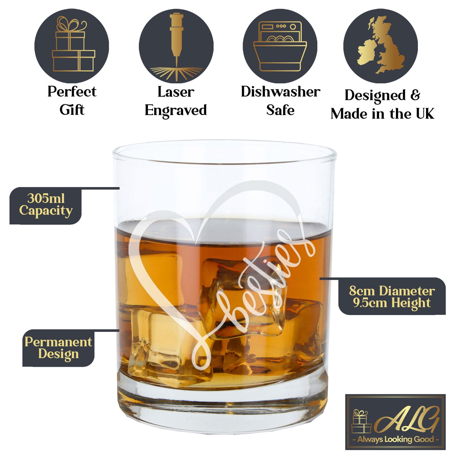 Besties Engraved Whisky Glass and/or Coaster Set - Always Looking Good -