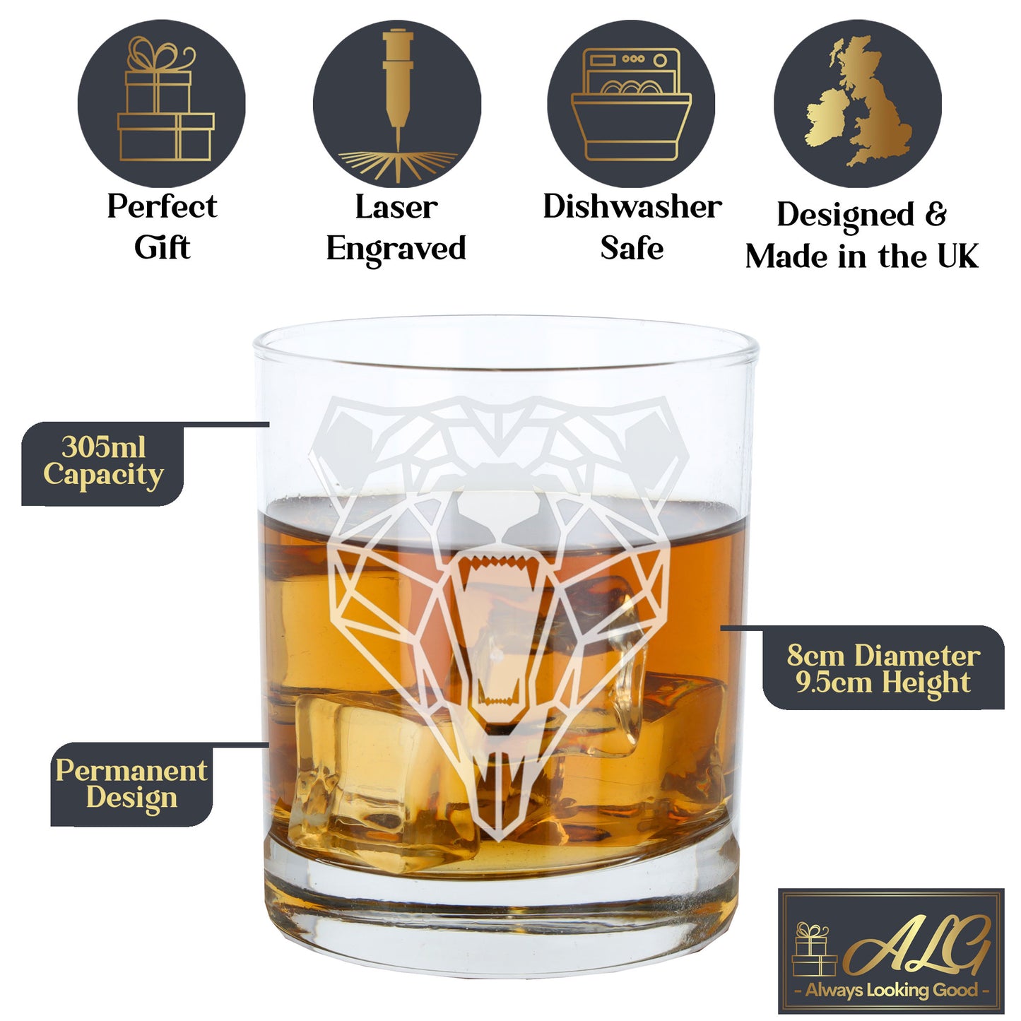 Grizzly Bear Engraved Whisky Glass Gift For Bear Lovers- Always Looking Good -