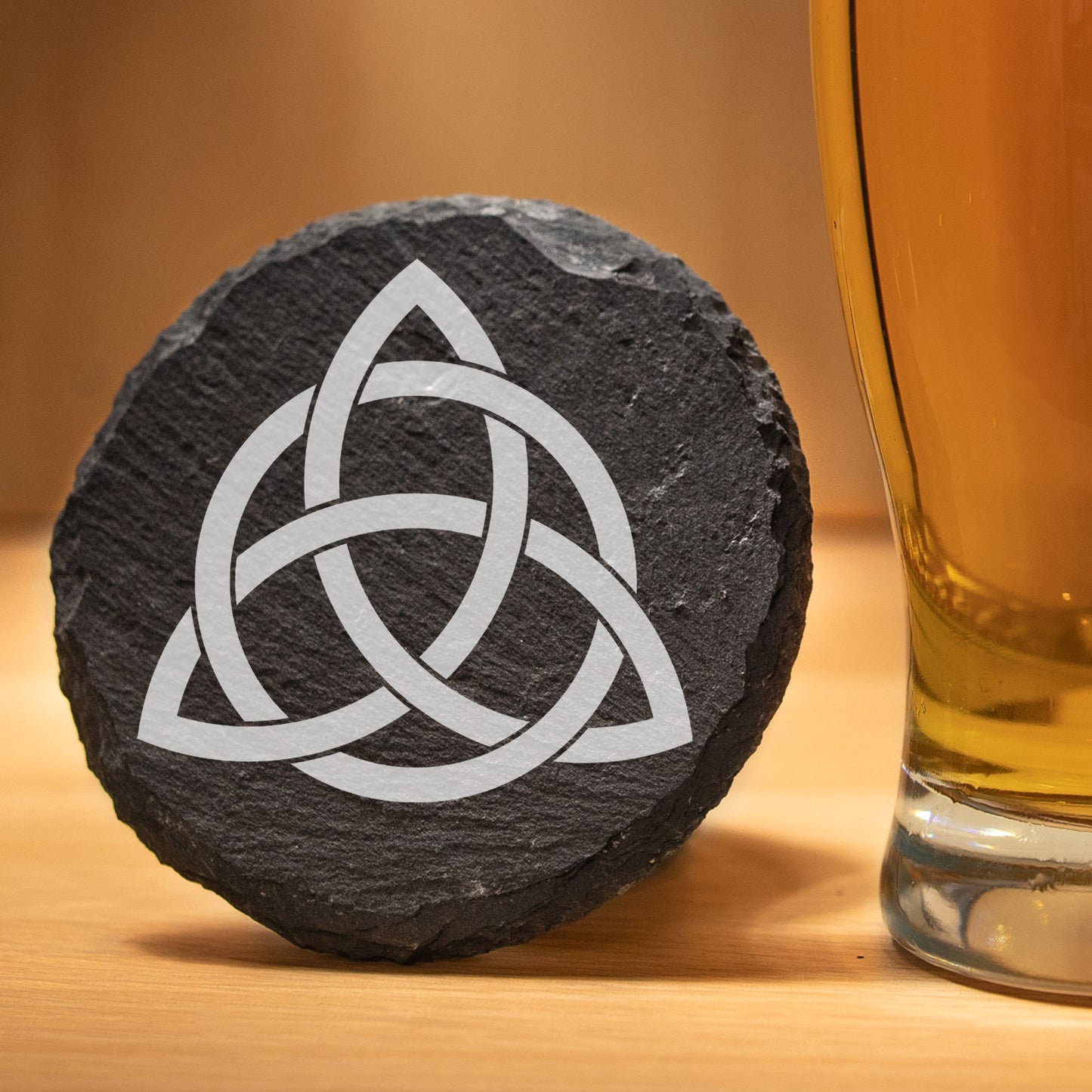 Celtic Knot Engraved Beer Pint Glass and/or Coaster Set - Always Looking Good - Round Coaster Only engraved pint beer glasses
