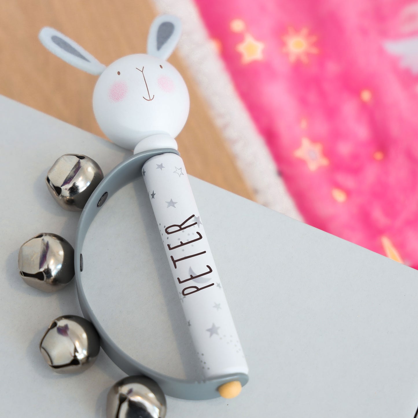 Personalised Engraved Wooden Baby Hand Bells Toy - Always Looking Good -