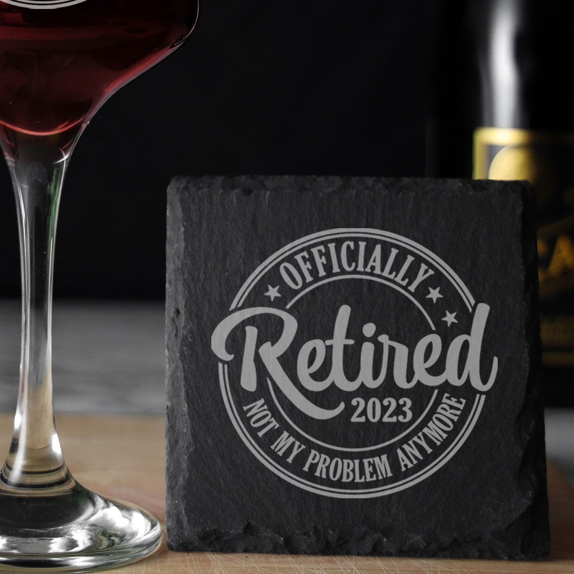 Officially Retired Engraved Beer Glass and/or Coaster Set - Always Looking Good - Square Coaster Only