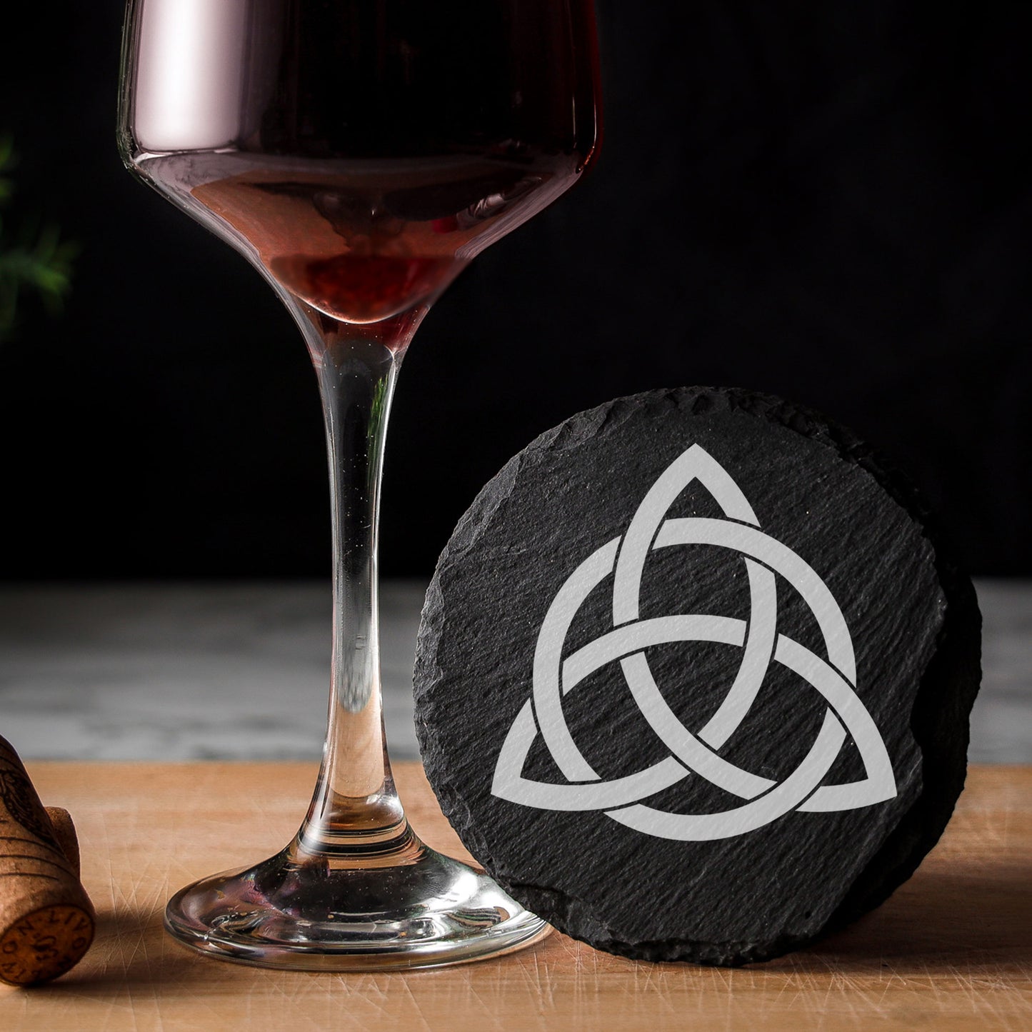 Celtic Knot Irish Engraved Wine Glass and/or Coaster Set - Always Looking Good - Round Coaster Only