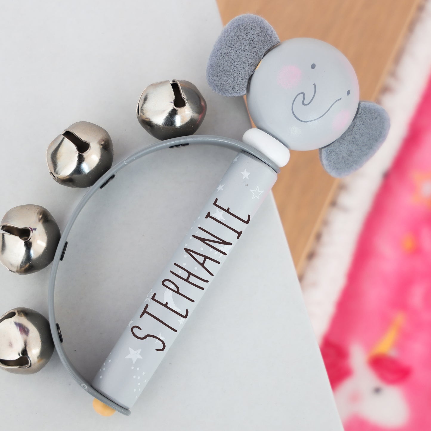 Personalised Engraved Wooden Baby Hand Bells Toy - Always Looking Good -
