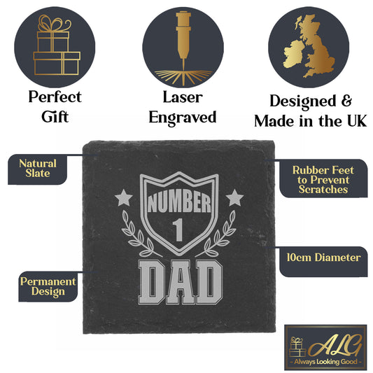 "Number 1 dad/Grandad" Engraved Pint Glass and/or coaster