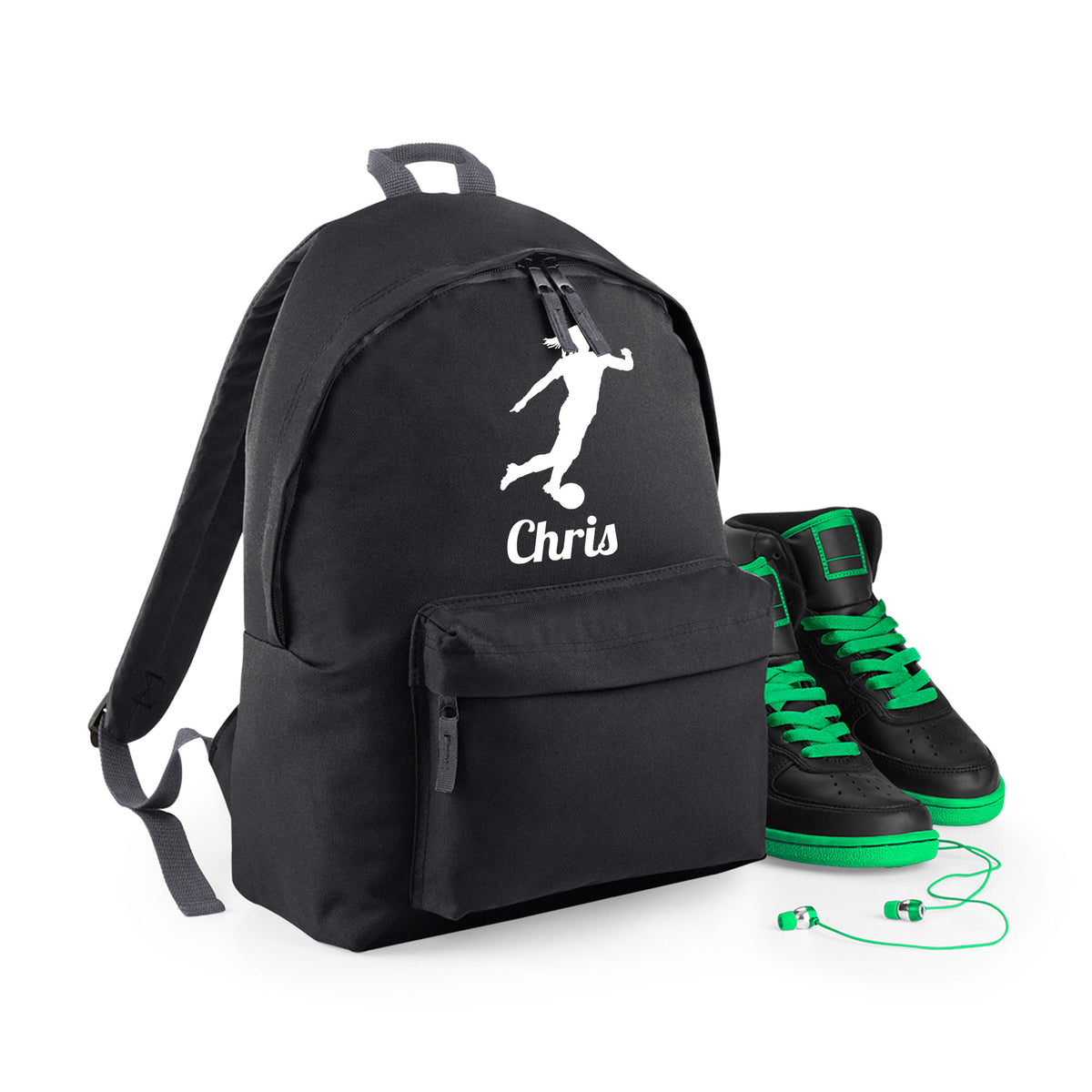 Personalised Female Footballer Backpack | Kids School Bag with Name