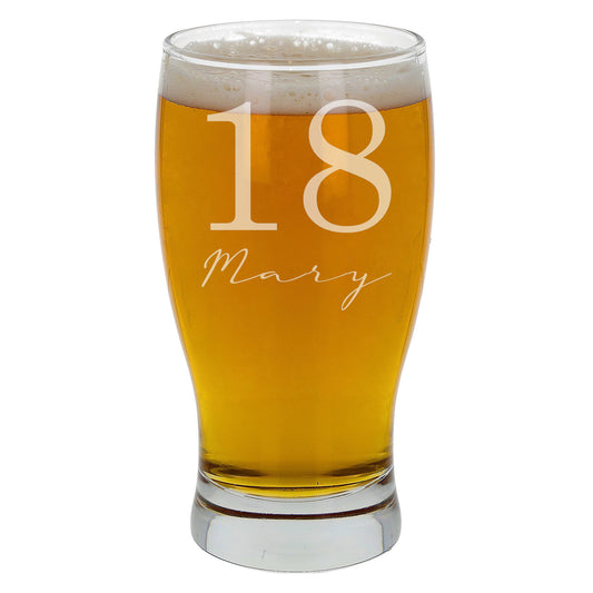 Engraved Age & Name Pint Glass & Coaster Set – Personalised Birthday Gift