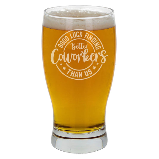 Engraved Pint Glass & Coaster Set – Funny, Good Luck Leaving Gift for Colleague or Boss