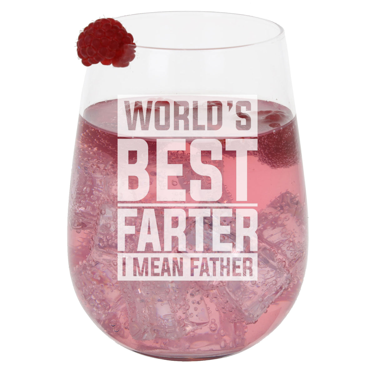 Best Farter I Mean Father Engraved Stemless Gin Glass – Funny Gift for Dad
