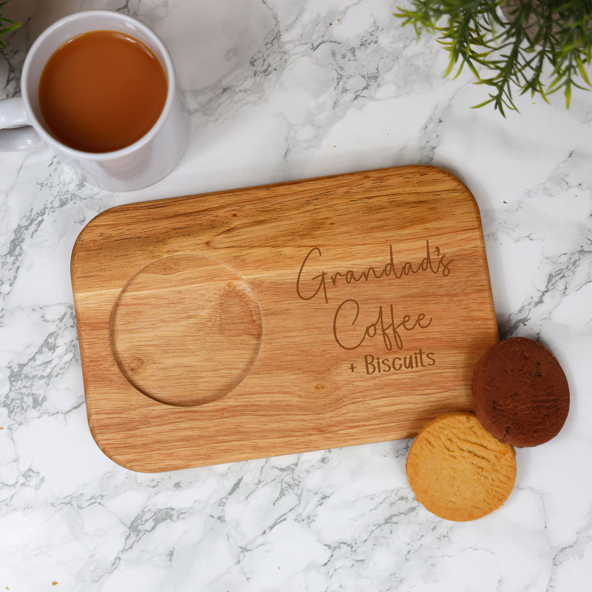 Personalised Grandad's Coffee & Biscuit Engraved Board with Optional Mug