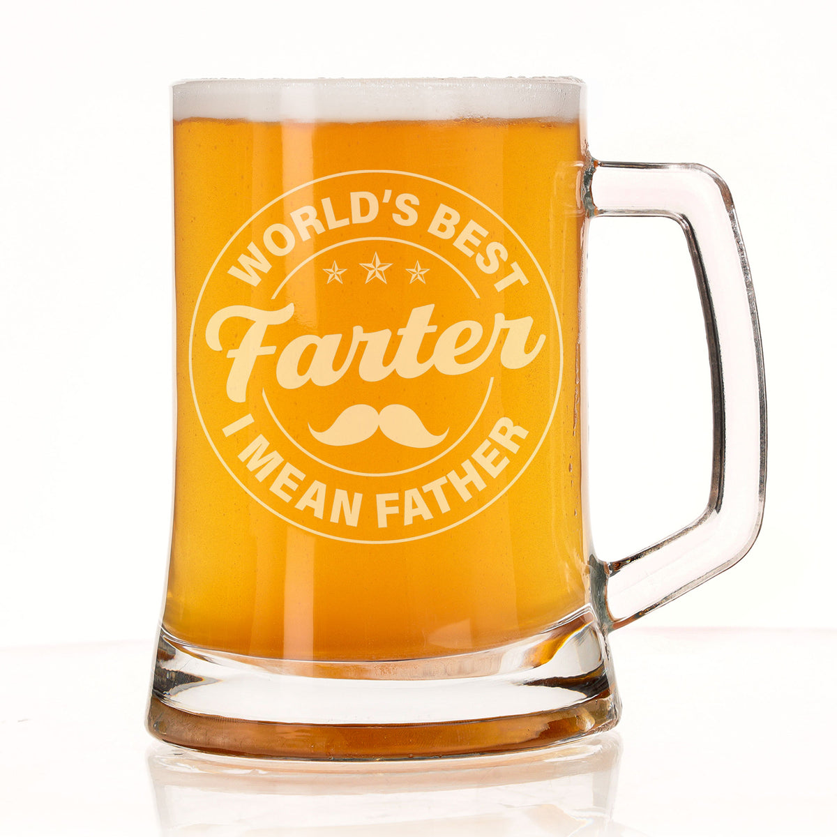 Best Farter I Mean Father Circle Design Engraved Beer Stein – Funny Gift for Dad
