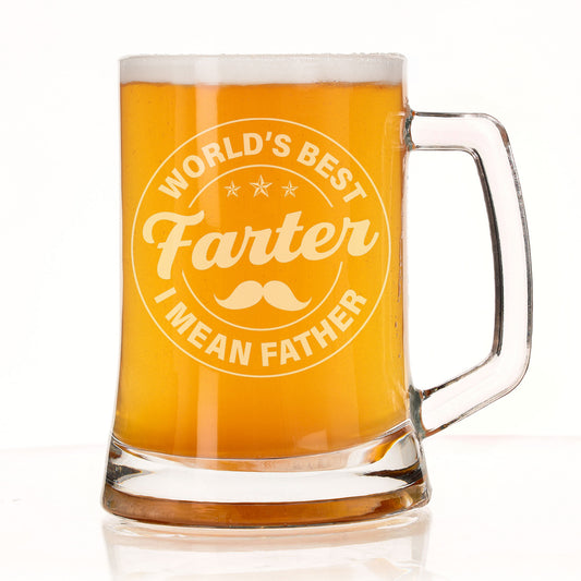 Engraved Beer Tankard Glass Stein for Dad - Funny Gifts for Dad