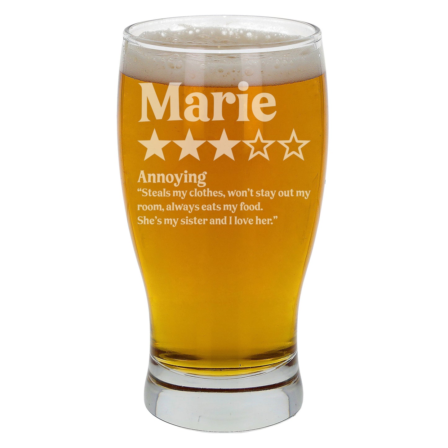 Personalised Novelty 5 Star Review Engraved Pint Glass and/or Coaster Set - Always Looking Good -