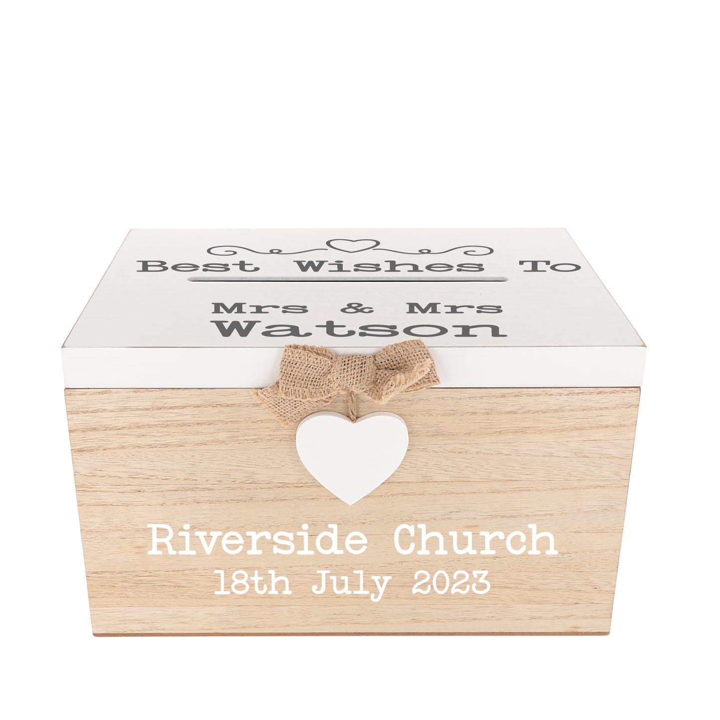 Personalised Gay Wedding Card White & Wooden Memory Box MRS & MRS - Always Looking Good -
