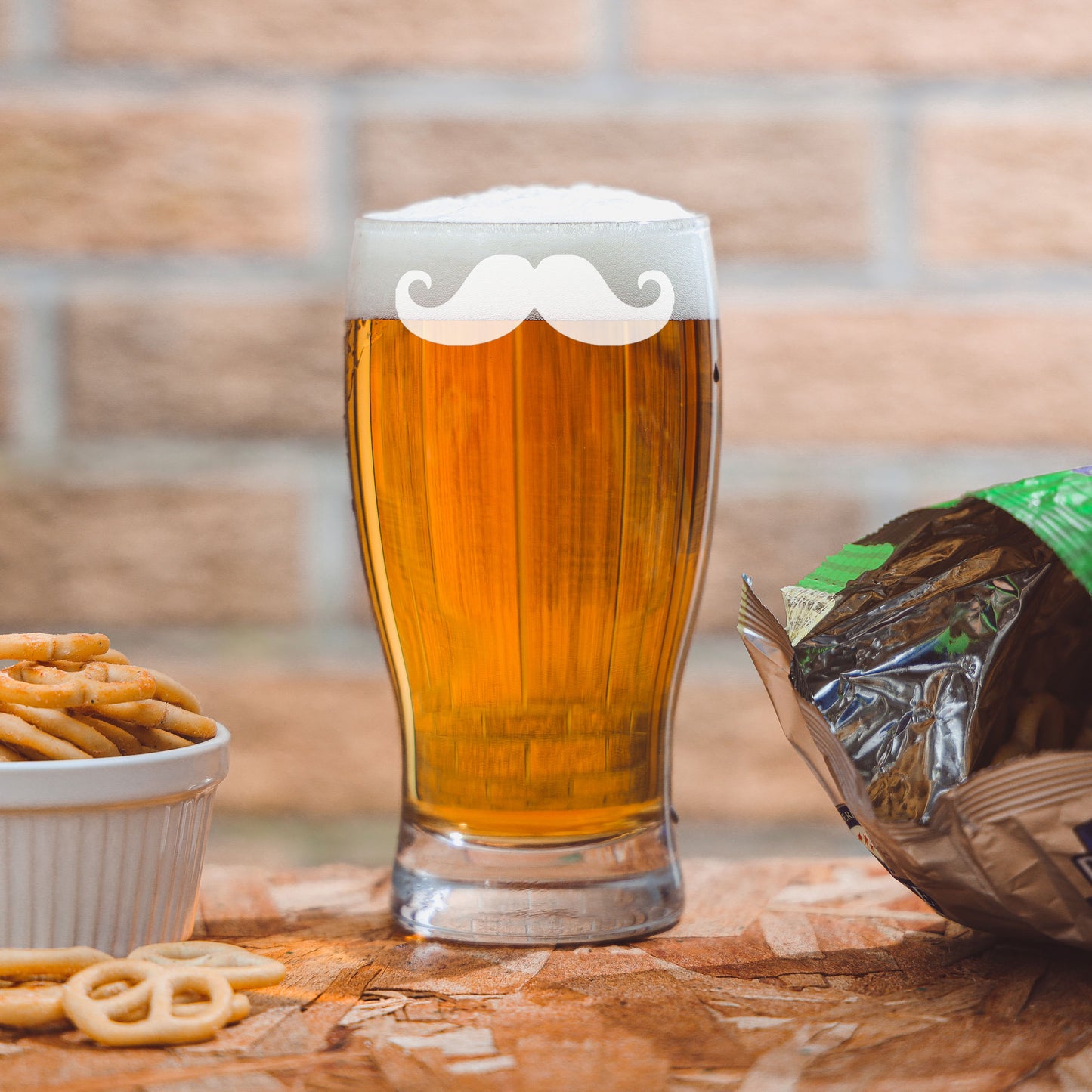 Moustache Engraved Pint Glass and/or Coaster Set - Always Looking Good -