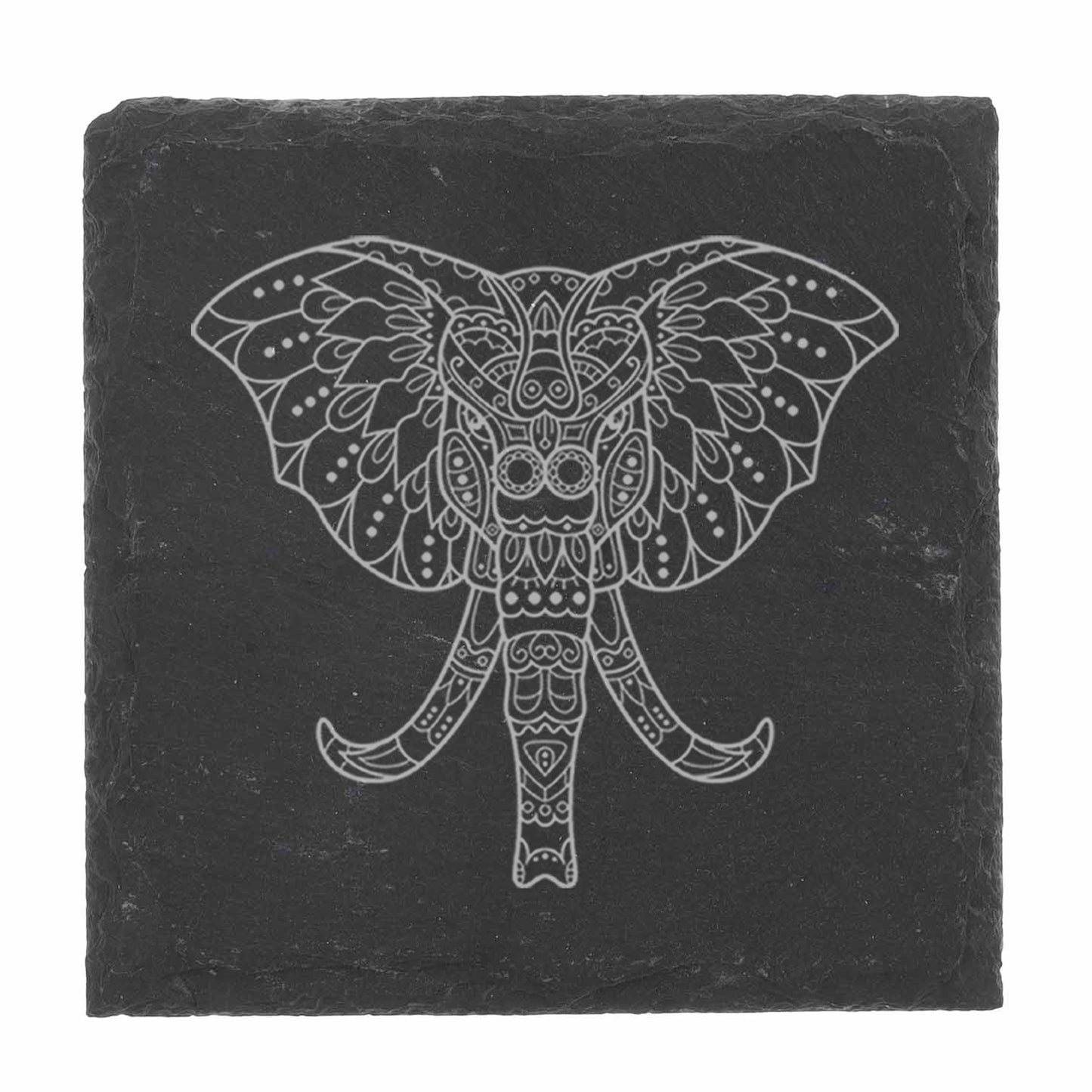 Elephant Mandala Engraved Beer Glass and/or Coaster Set - Always Looking Good -