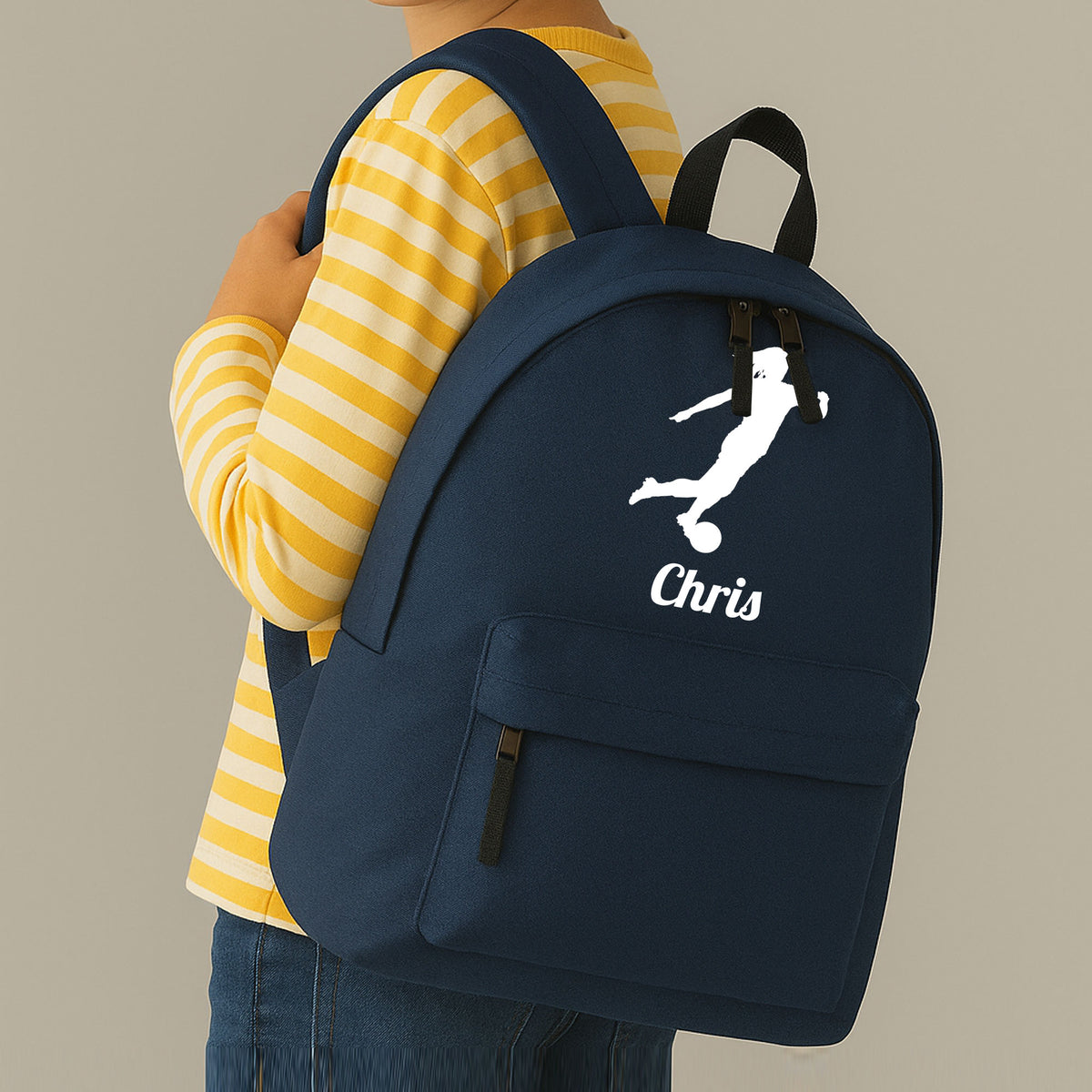 Personalised Female Footballer Backpack | Kids School Bag with Name