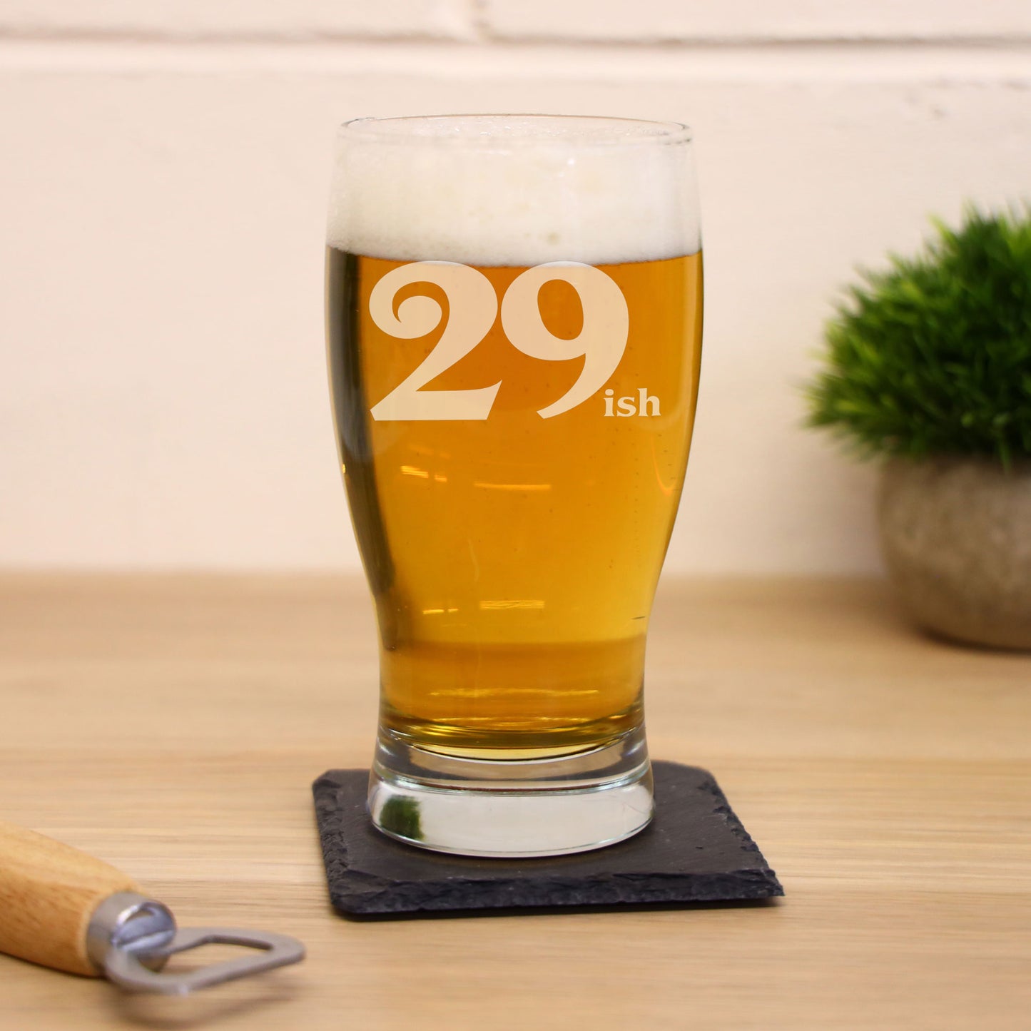 29ish 30th birthday gift Pint Glass and/or Coaster Set - Always Looking Good -