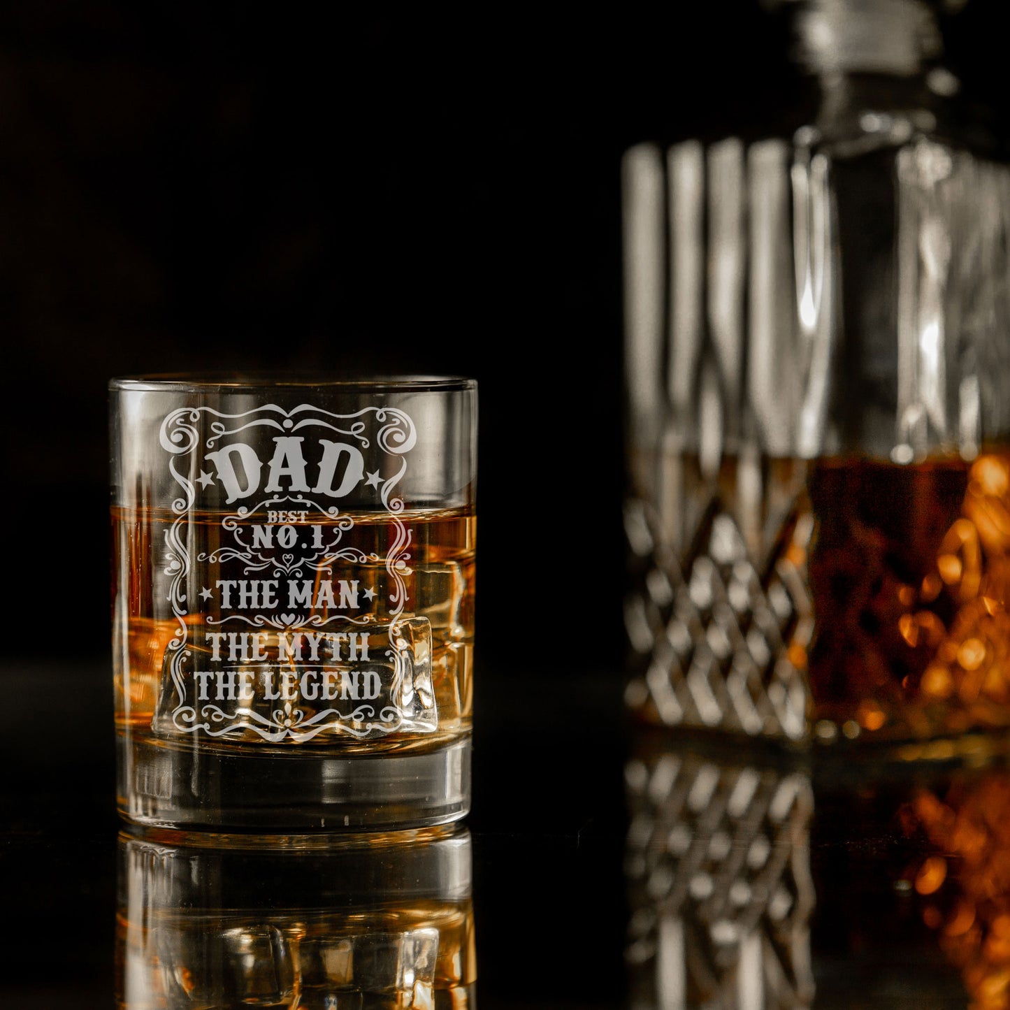 Dad The Man The Myth The Legend Engraved Whisky Glass and/or Coaster Set - Always Looking Good -
