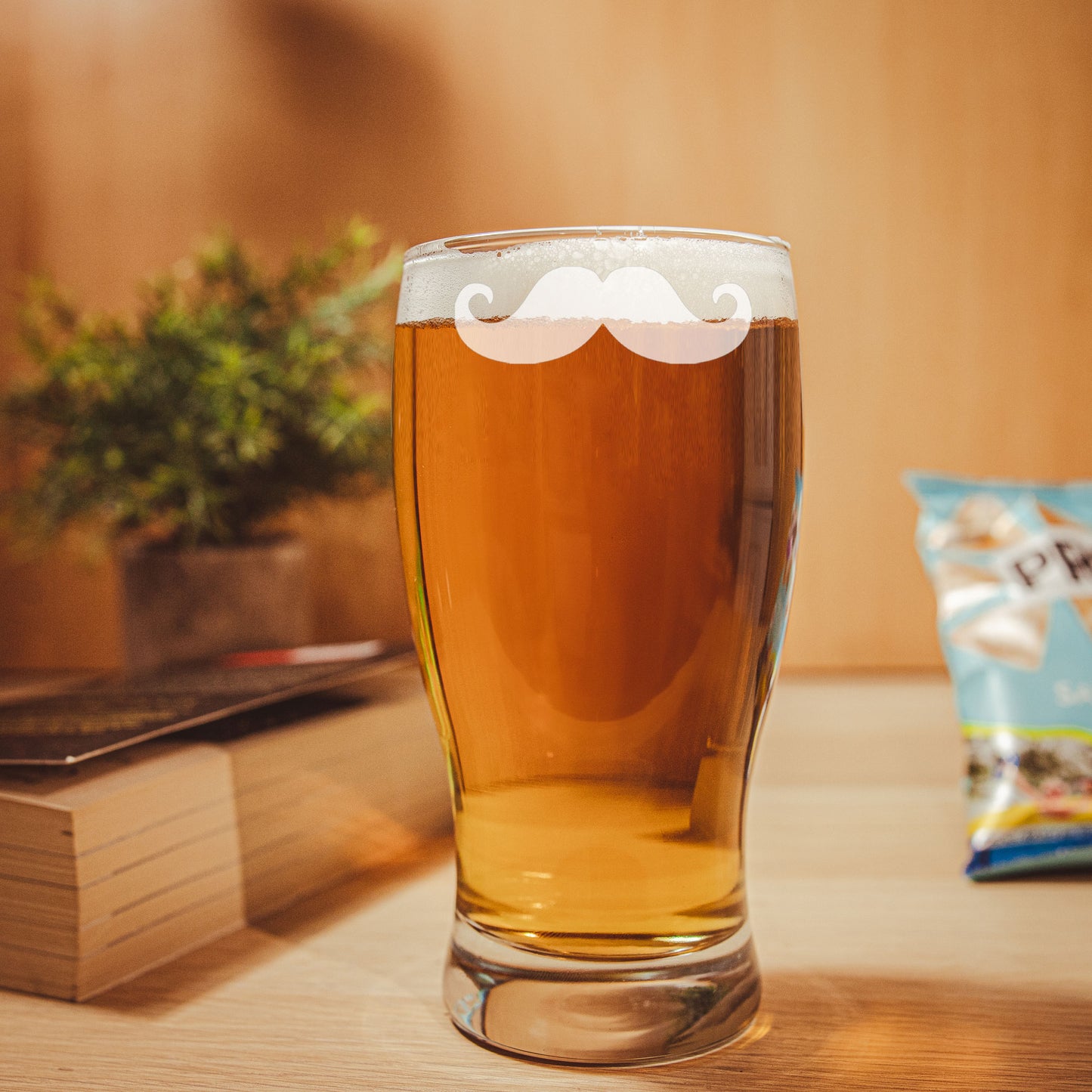 Moustache Engraved Pint Glass and/or Coaster Set - Always Looking Good -