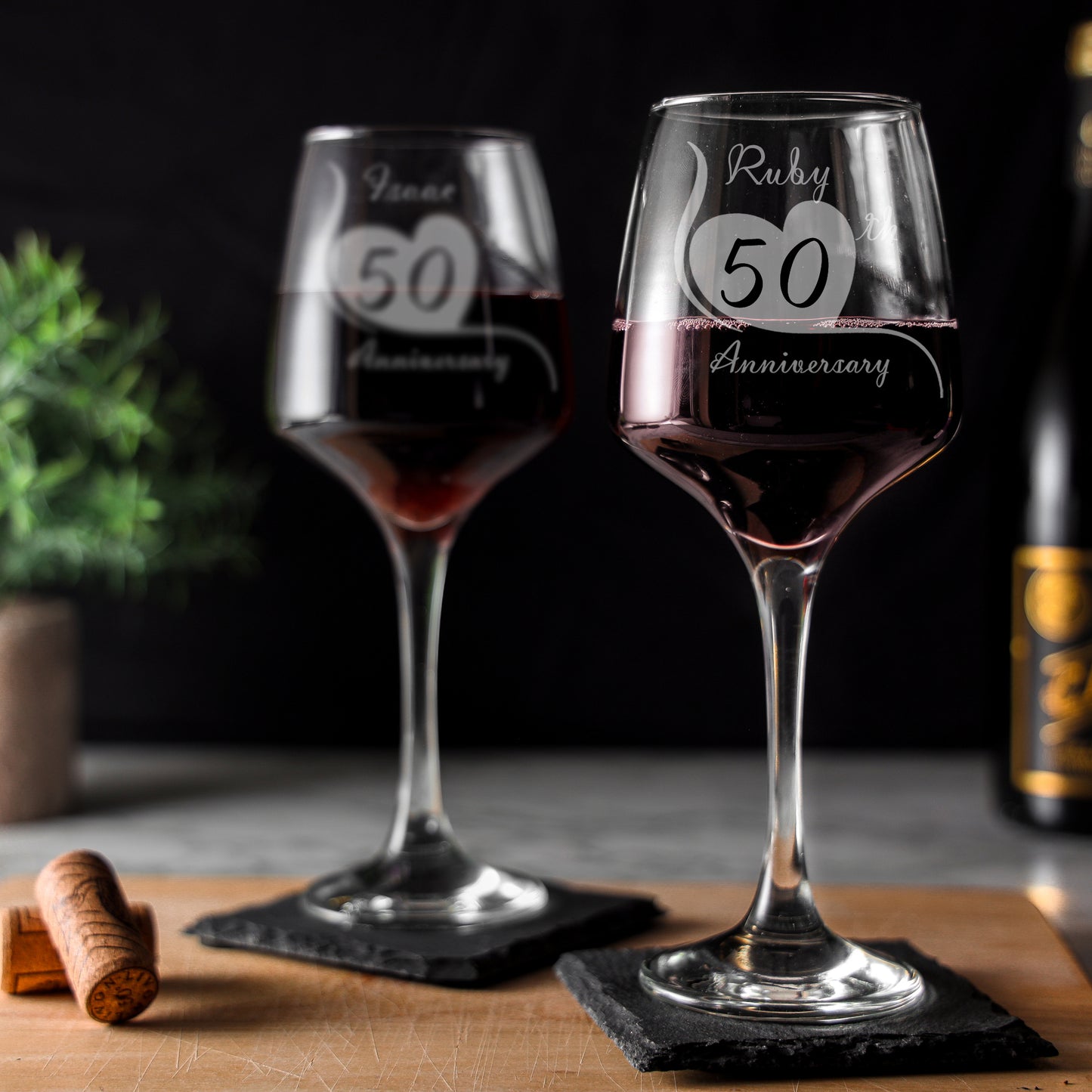 Wine Glass Gift Set For Wedding Anniversary, Engraved Any Year