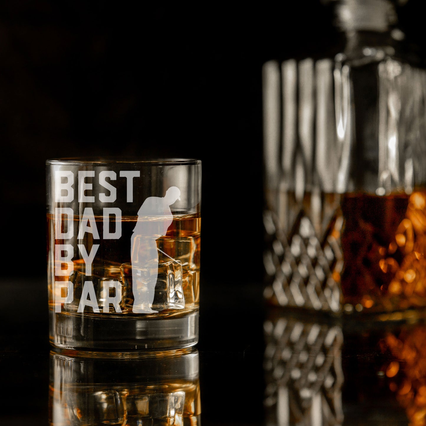 Best Dad By Par Engraved Whisky Glass and/or Coaster Gifts for Golf Dad - Always Looking Good -