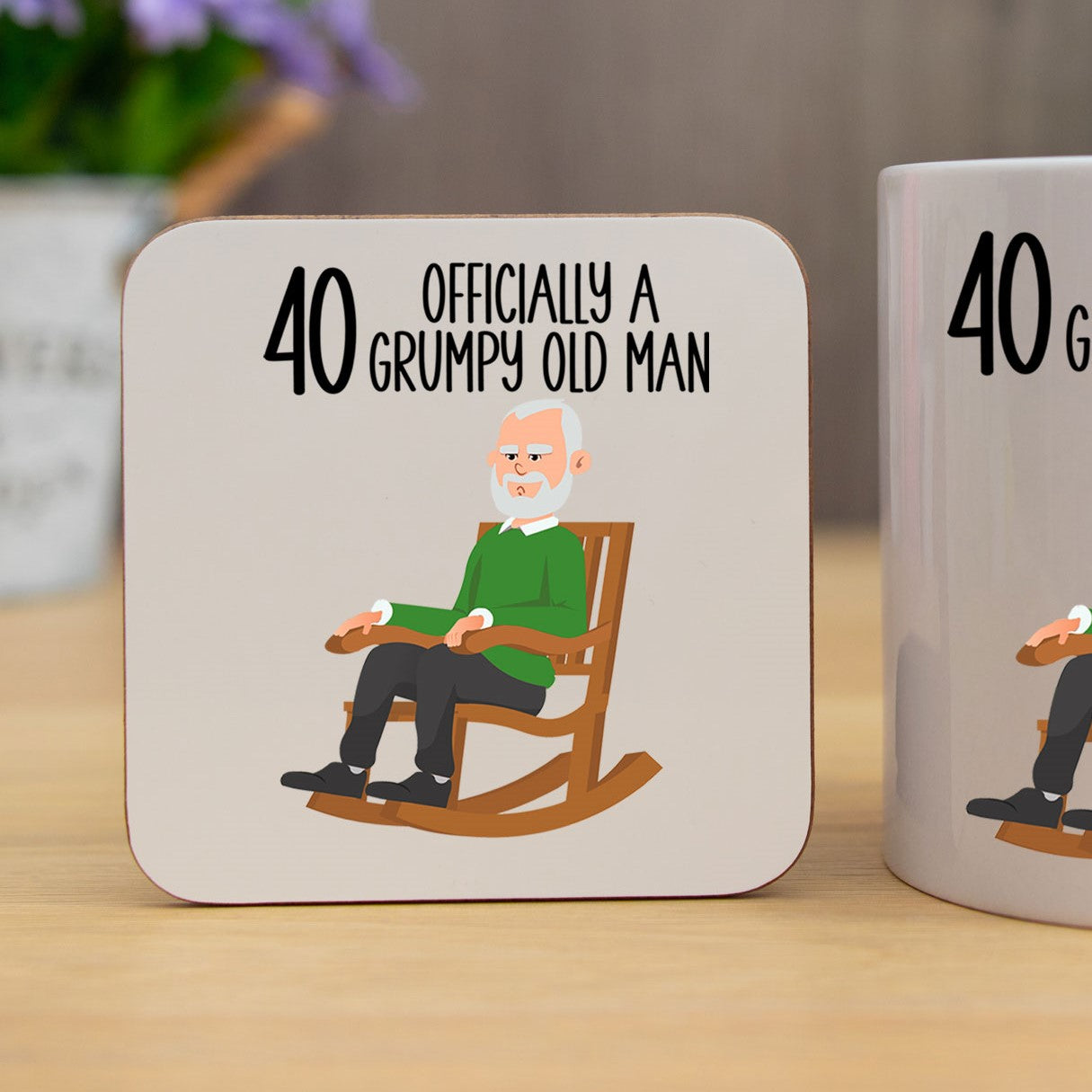 40 Officially A Grumpy Old Man Mug and/or Coaster Gift - Always Looking Good -