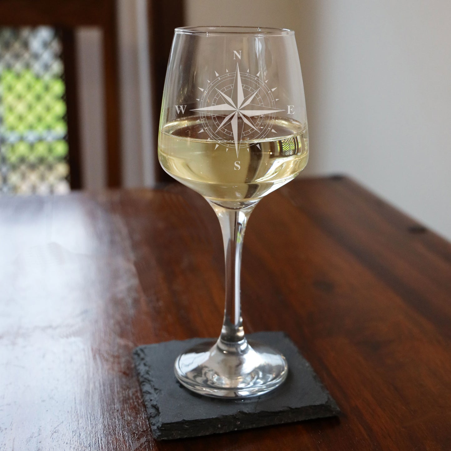 Compass Engraved Wine Glass and/or Coaster Set - Always Looking Good -