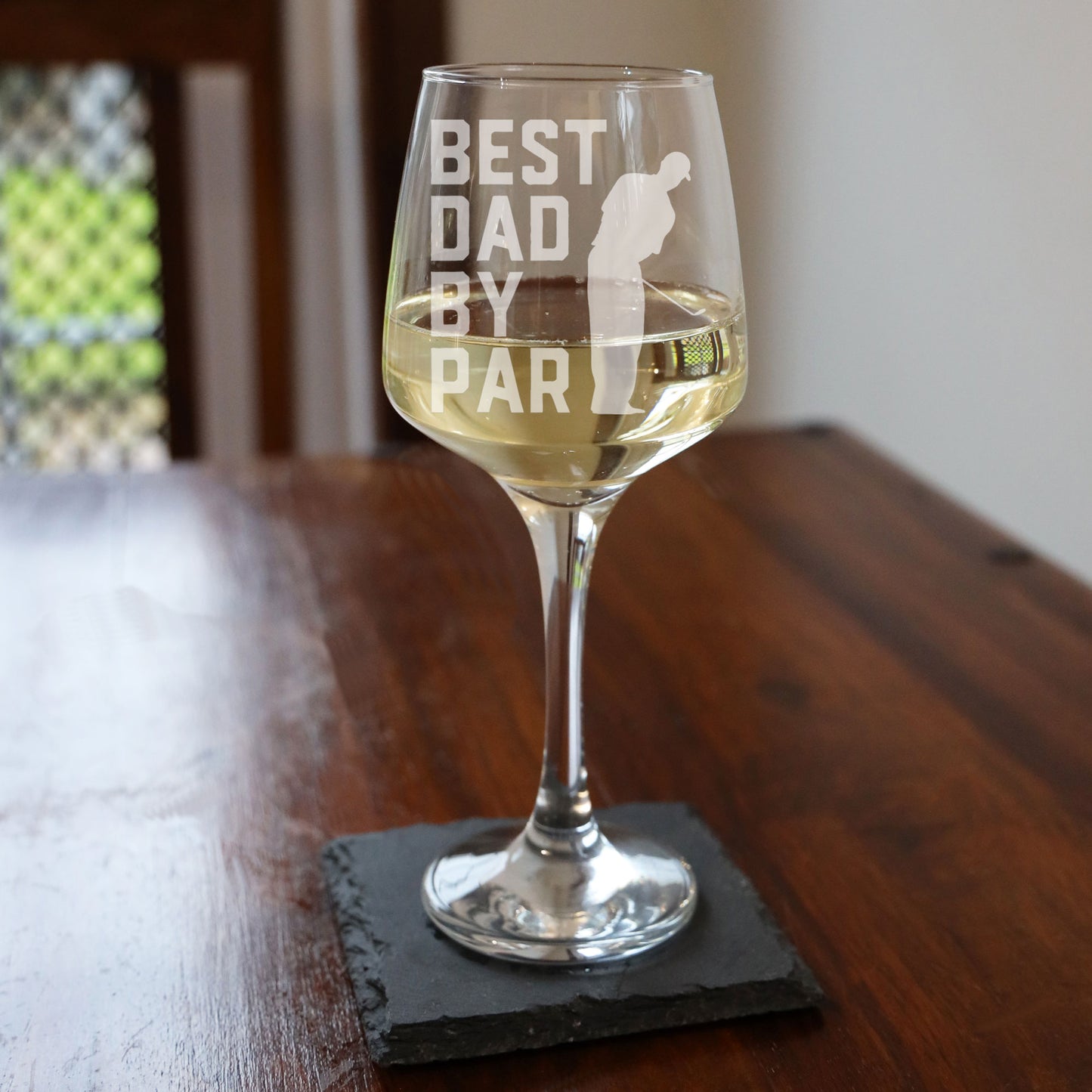 dad golf gifts - Best Dad By Par Engraved Wine Glass and/or Coaster Set - Always Looking Good -