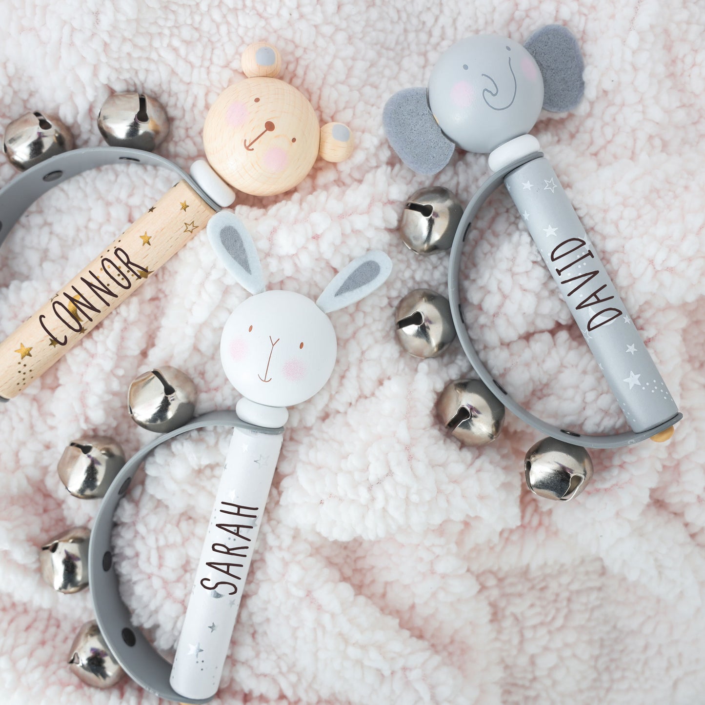 Personalised Engraved Wooden Baby Hand Bells Toy - Always Looking Good -
