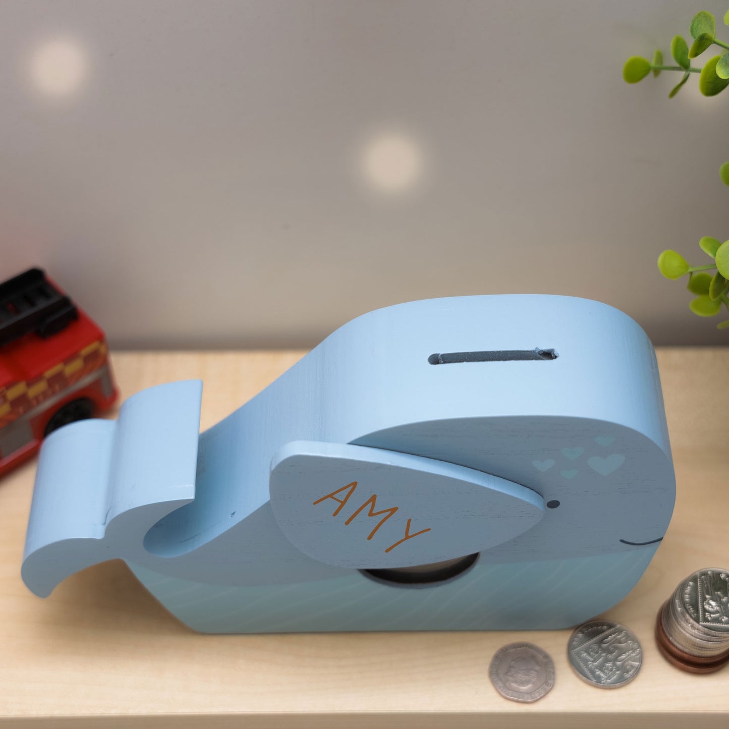 Personalised Engraved Kids Whale Money Box with Name - Always Looking Good -