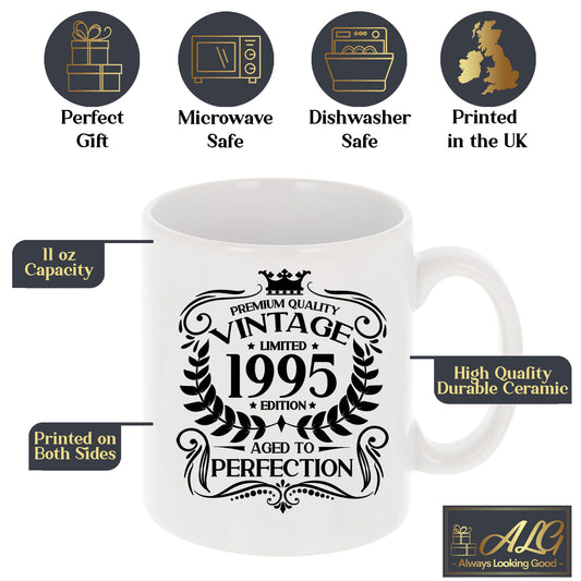 Personalised Vintage Milestone Birthday Mug and/or Coaster (All Ages)