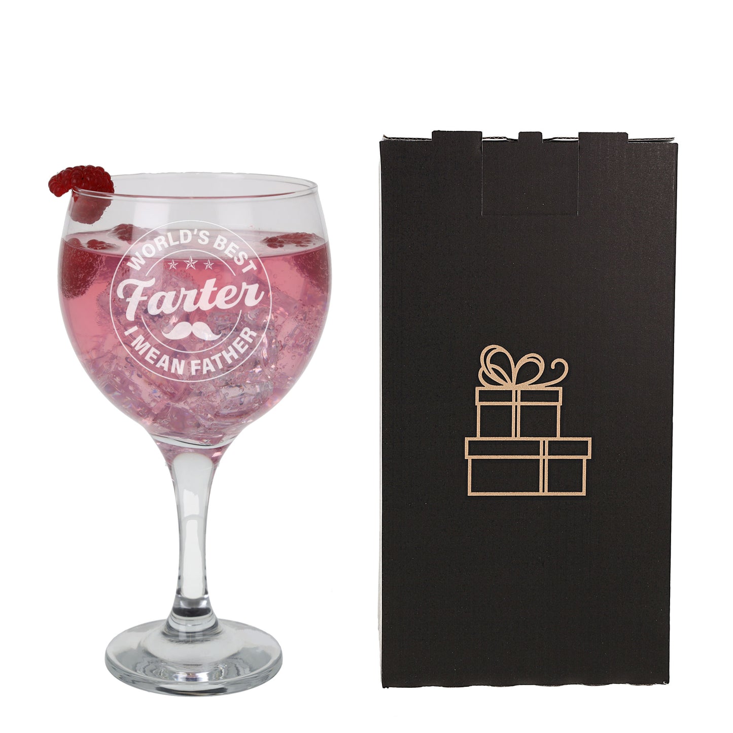 Personalised Goblet Gin Glass & Slate Coaster Set Gift for Dad
