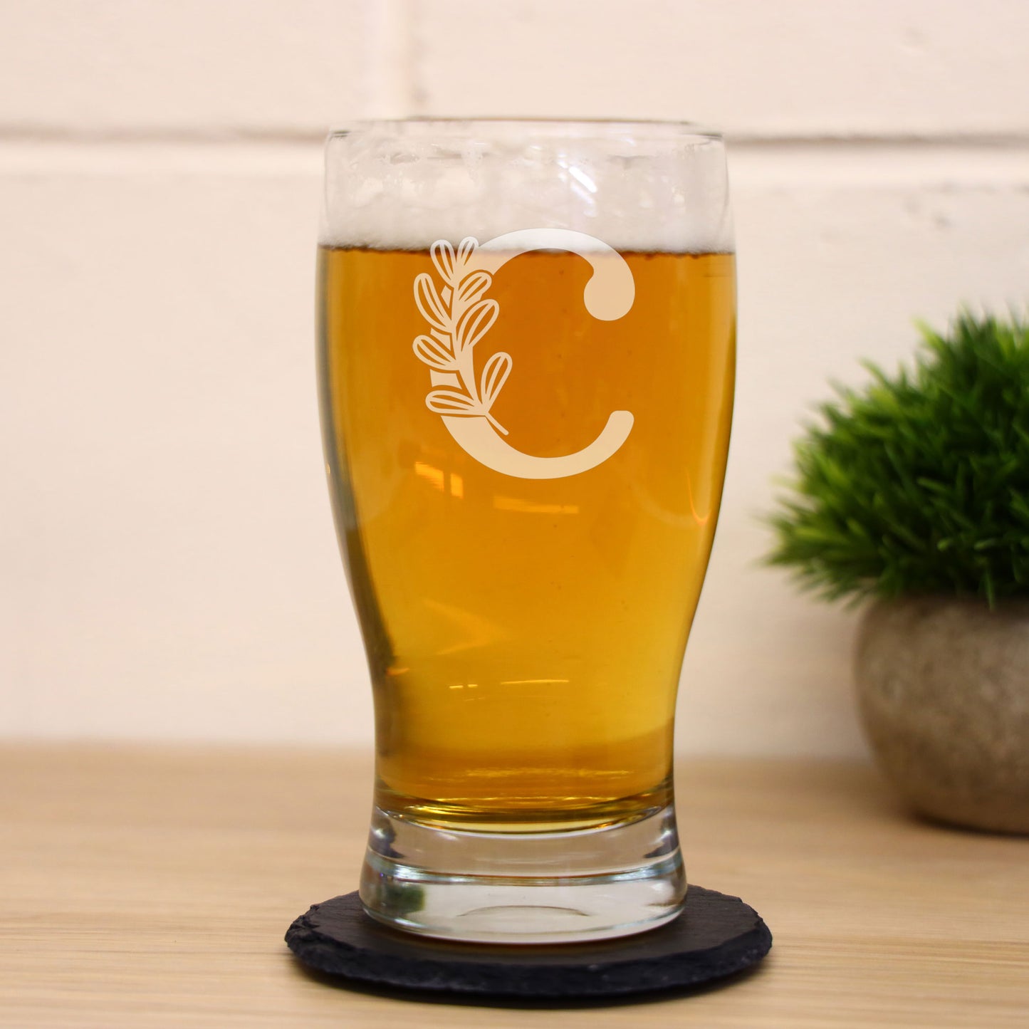 Monogram Engraved Pint Beer Glass and/or Coaster Set - Always Looking Good -