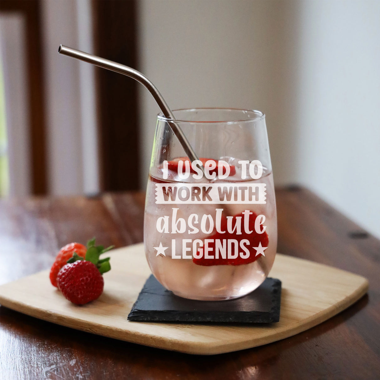 I Used to Work with Absolute Legends Engraved Stemless Gin Glass – Funny Leaving Gift