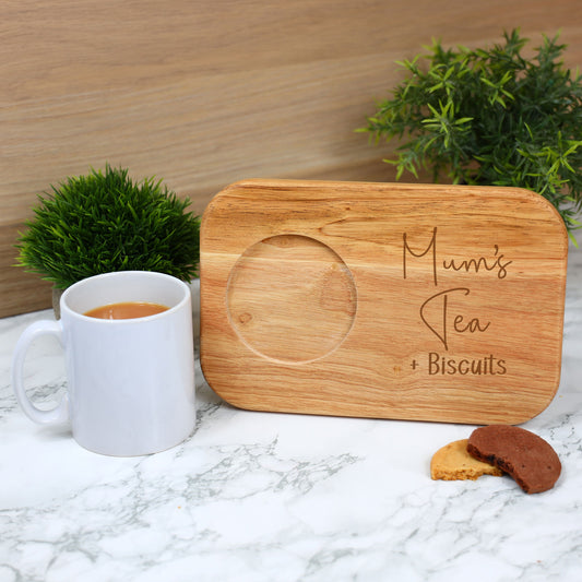 Personalised Engraved Mum’s Tea & Biscuit Board with Optional Mug