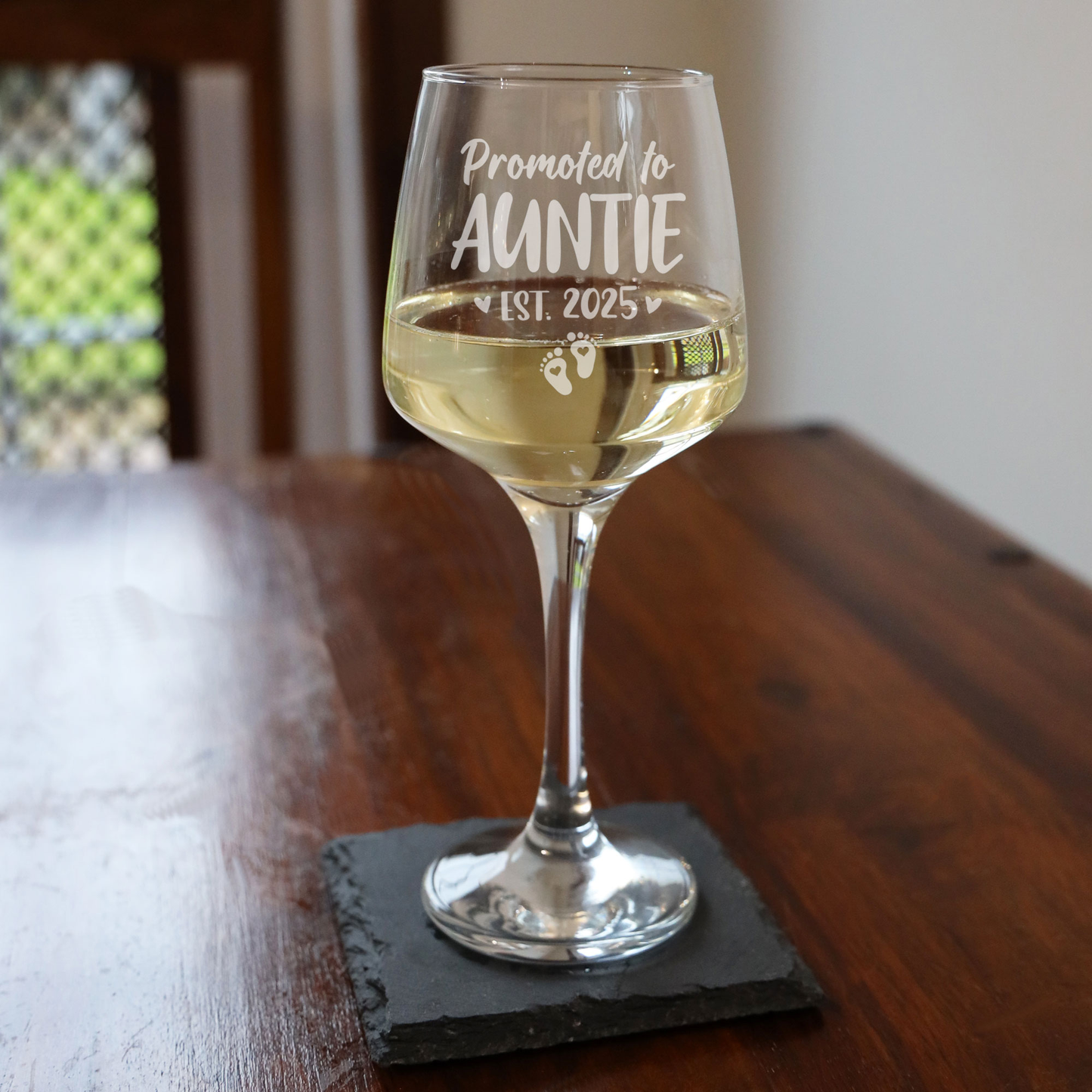 Pregnancy Announcement Gift - “Promoted To...” Engraved Wine Glass