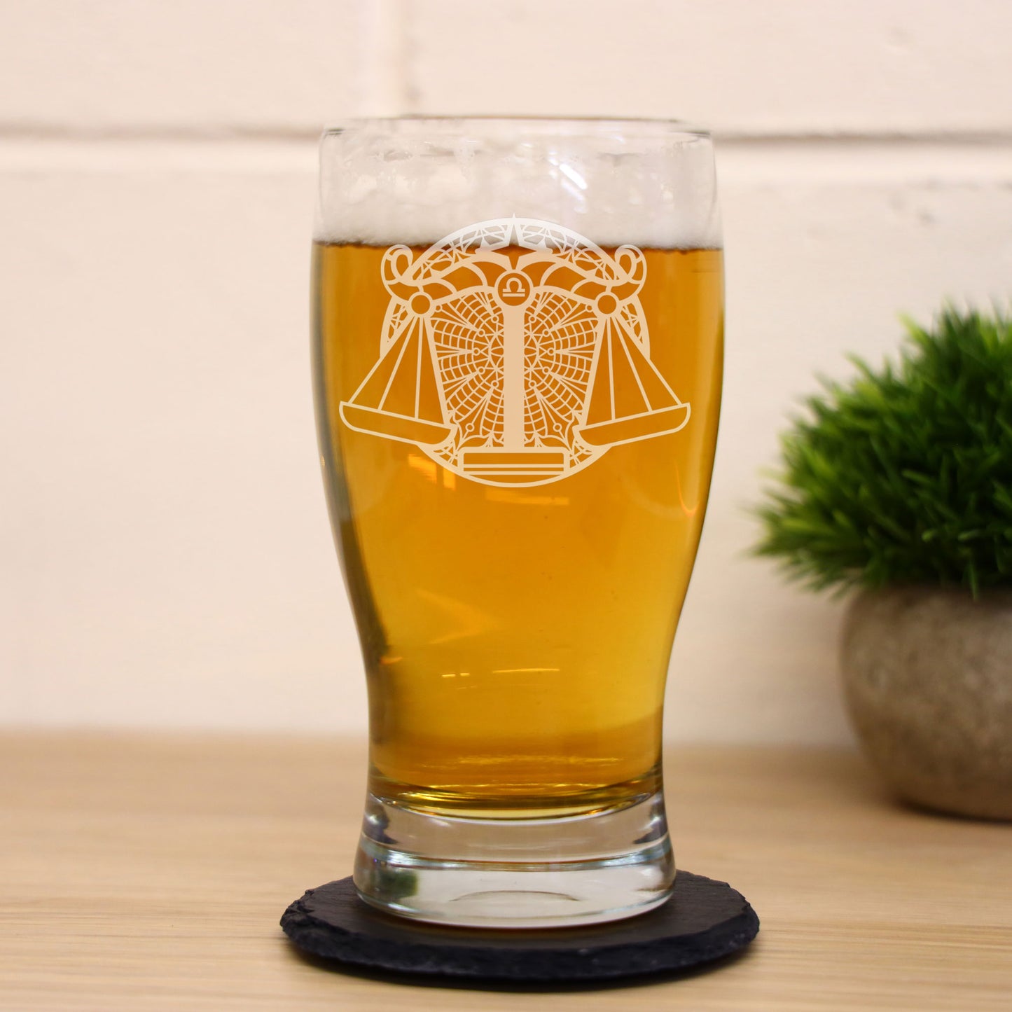 Starsign Zodiac Engraved Pint Glass and/or Coaster For Birthday Gifts