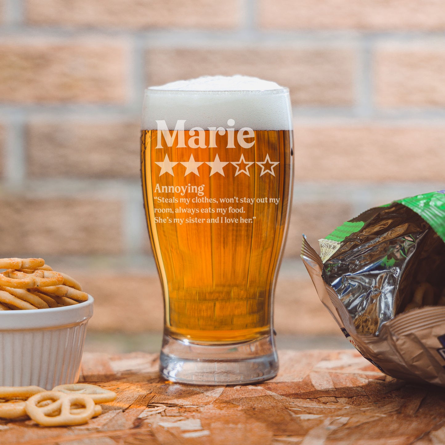 Personalised Novelty 5 Star Review Engraved Pint Glass and/or Coaster Set - Always Looking Good -