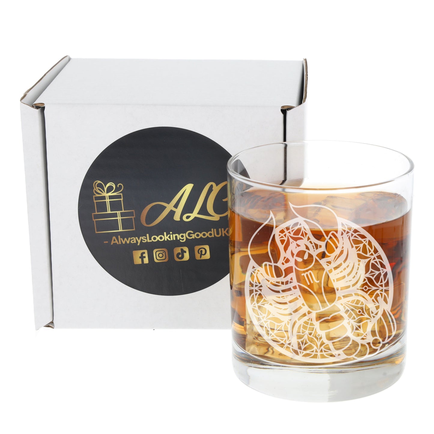Scorpio Birthday Gifts - Scorpio Engraved Whisky Glass- Always Looking Good -