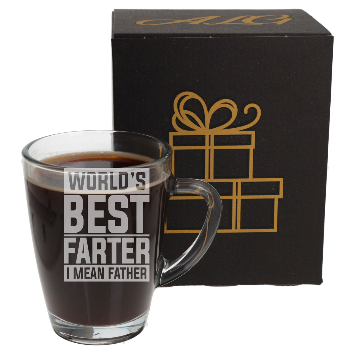 Best Farter I Mean Father Glass Coffee Mug – Block Design | Dad Gift