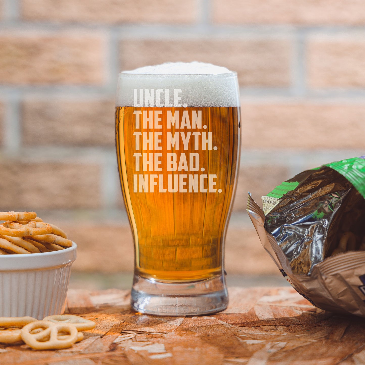 Uncle, The Man, The Myth, The Bad Influence Engraved Beer Glass and/or Coaster Gift For Uncle - Always Looking Good -