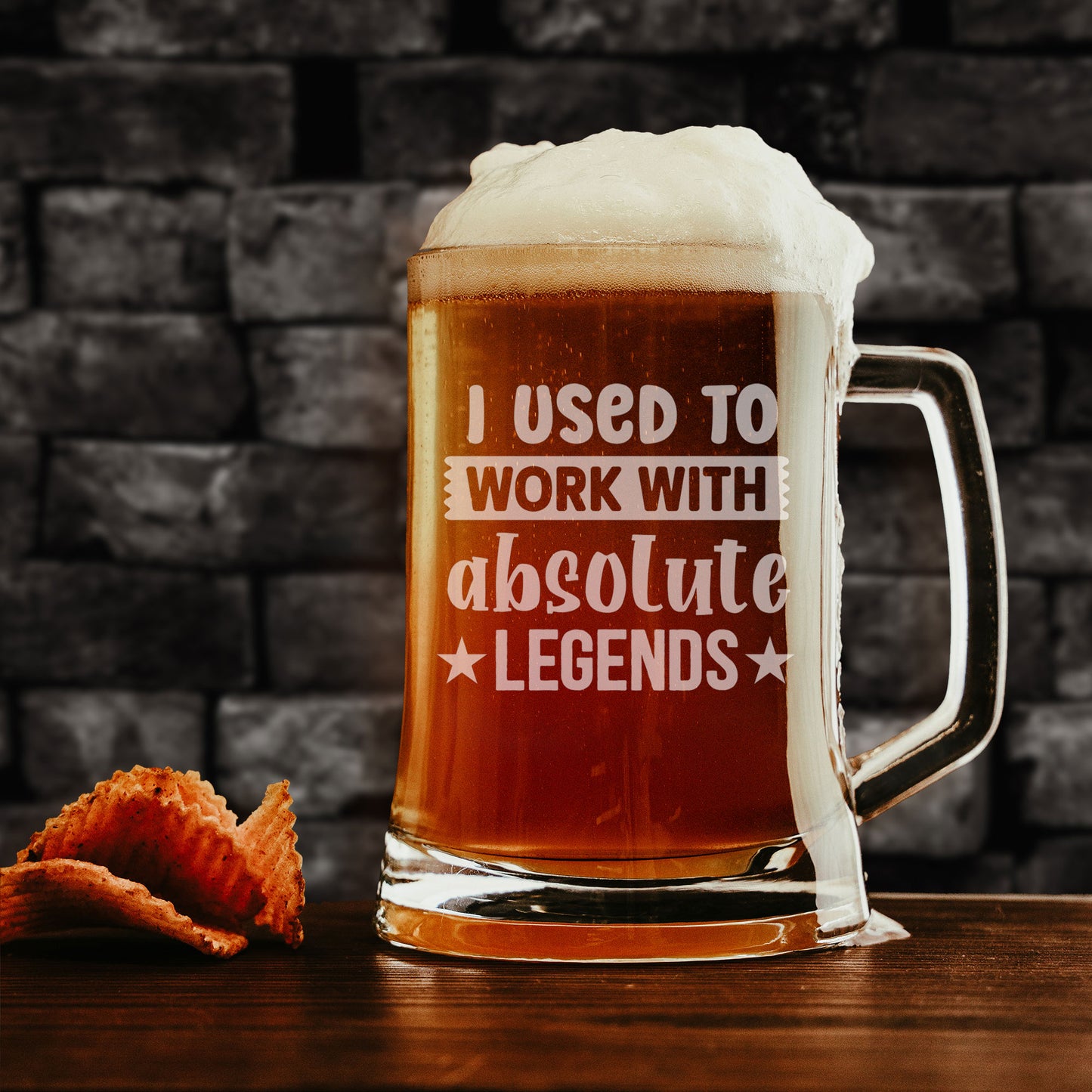 Engraved I Used to Work with Absolute Legends Beer Stein Glass & Slate Coaster