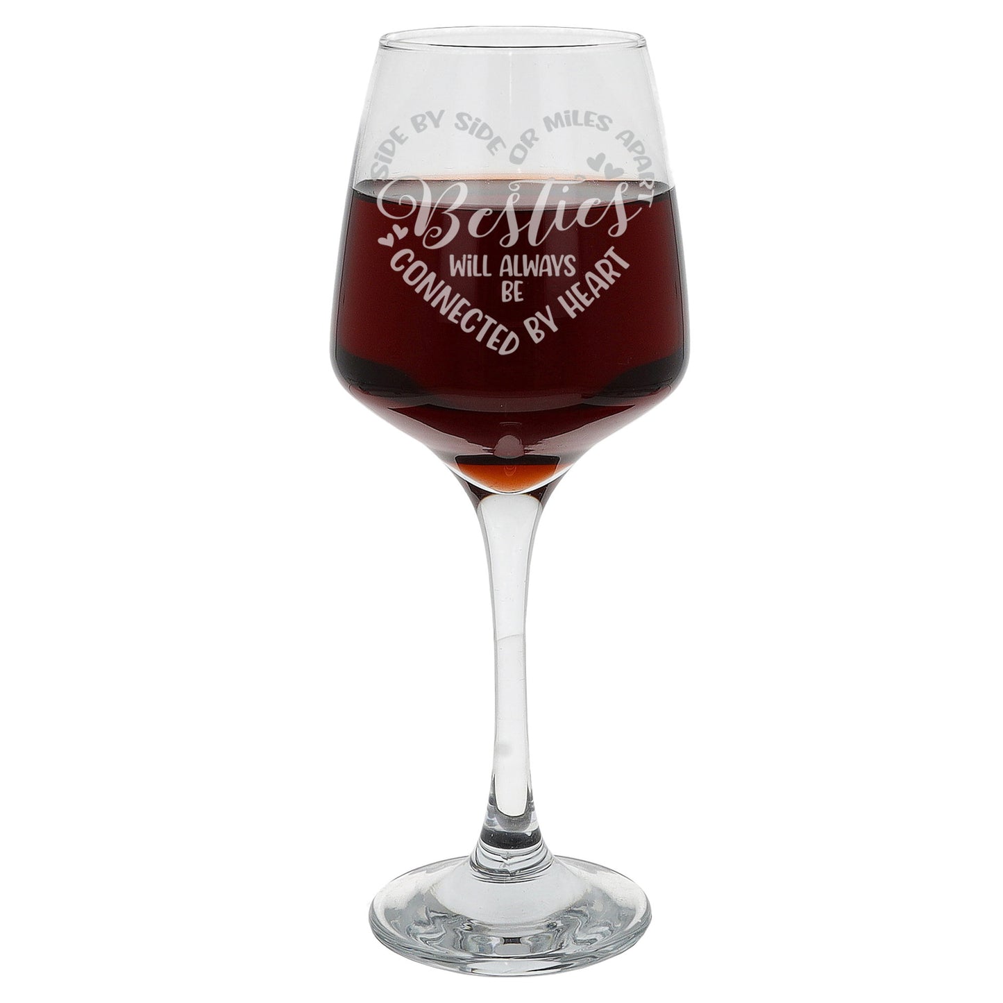 Besties Connected By Heart Engraved Wine Glass and/or Coaster Set - Always Looking Good -