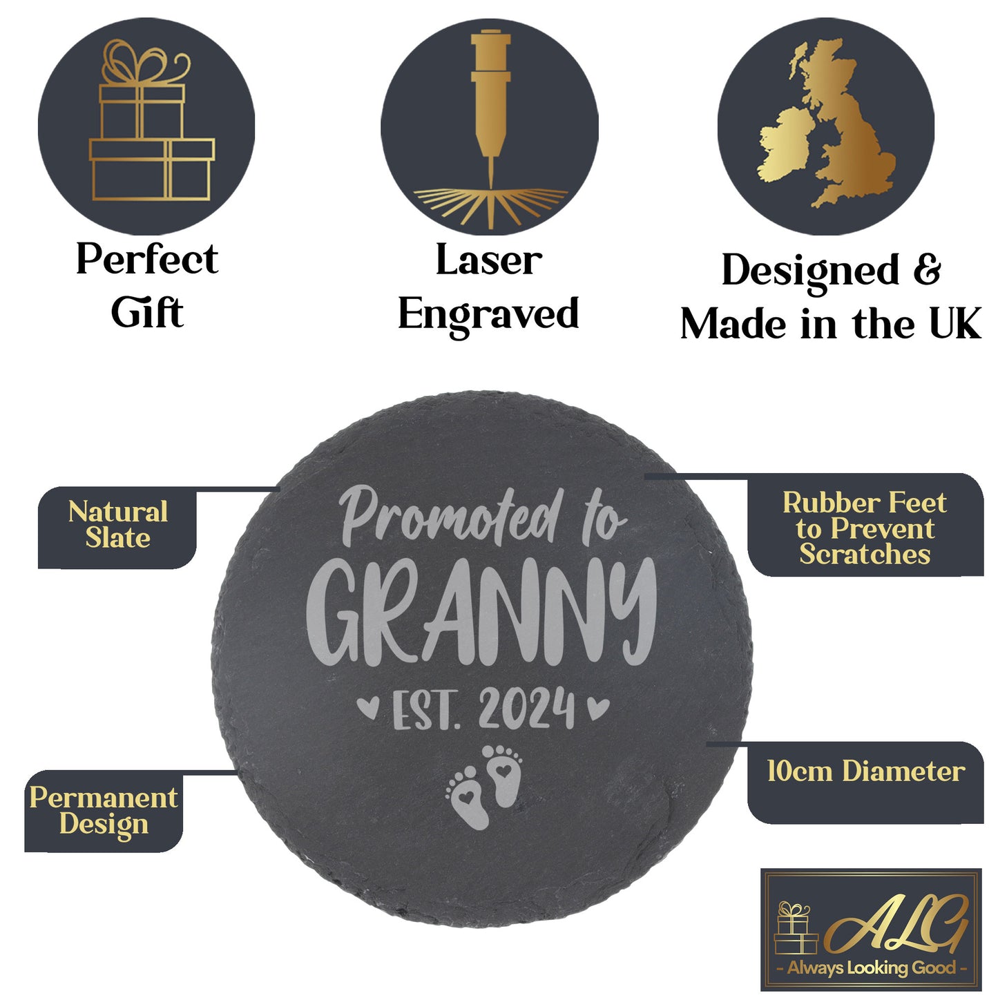 Baby Announcement Gift “Promoted To…” Engraved Pint Glass