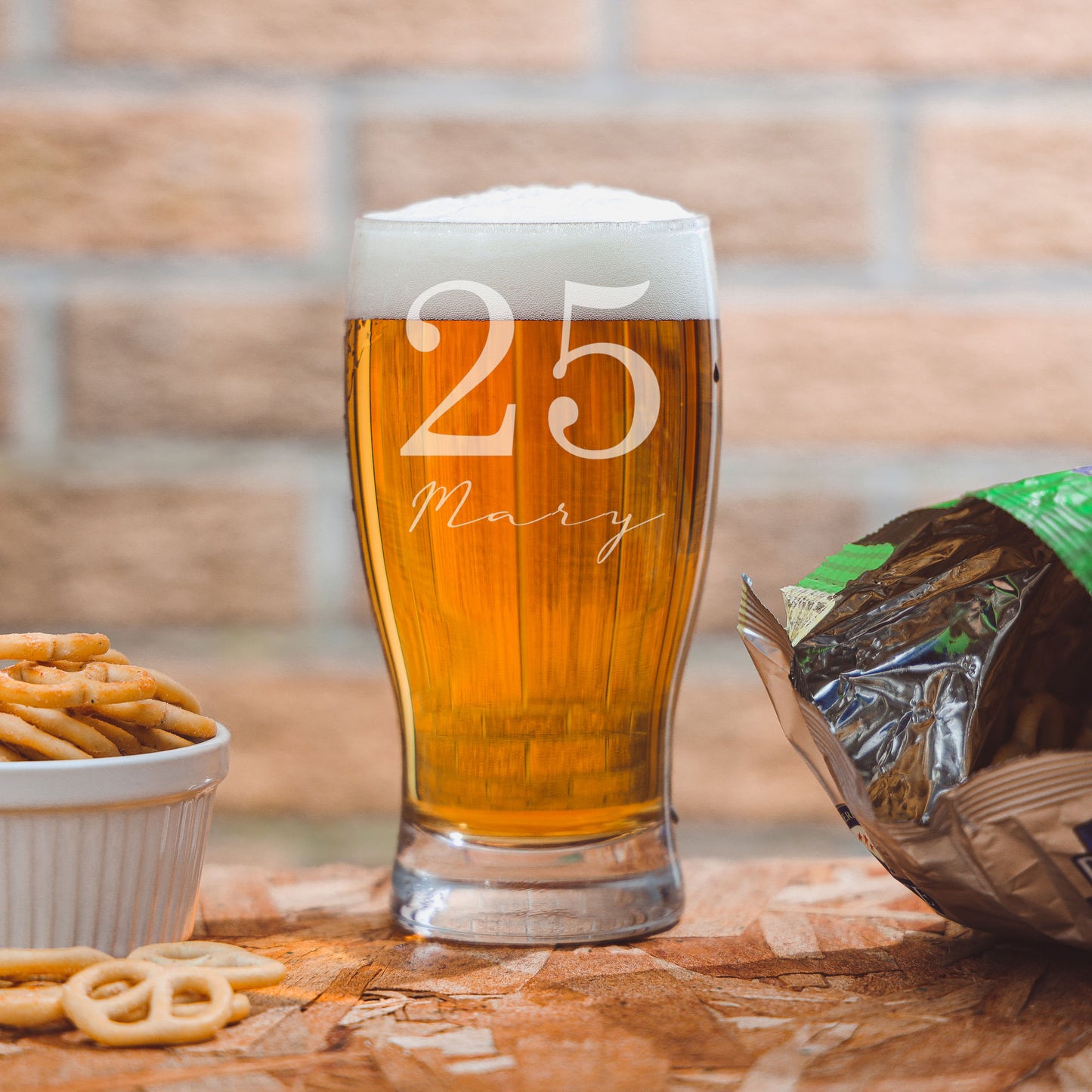 Engraved Age & Name Pint Glass & Coaster Set – Personalised Birthday Gift
